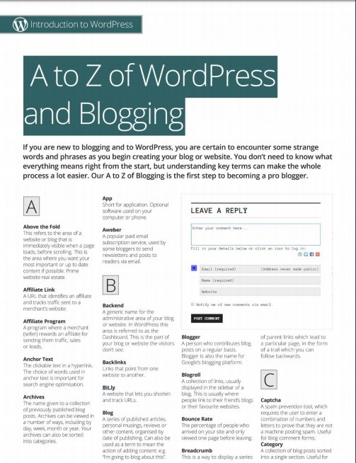 A to Z of WordPress and Blogging