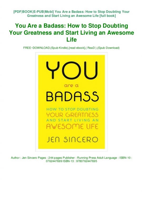 £0.99 You Are a Badass How to Stop Doubting Your Greatness and Start Living an Awesome Life