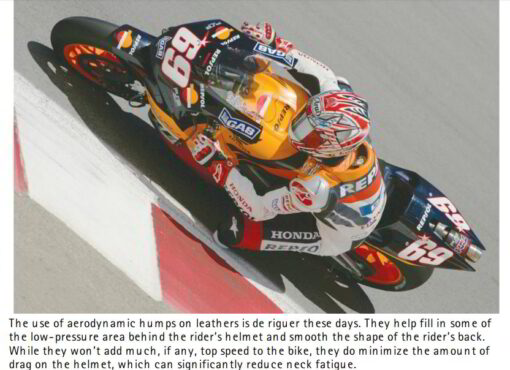 The use of aerodynamic humps on leathers
